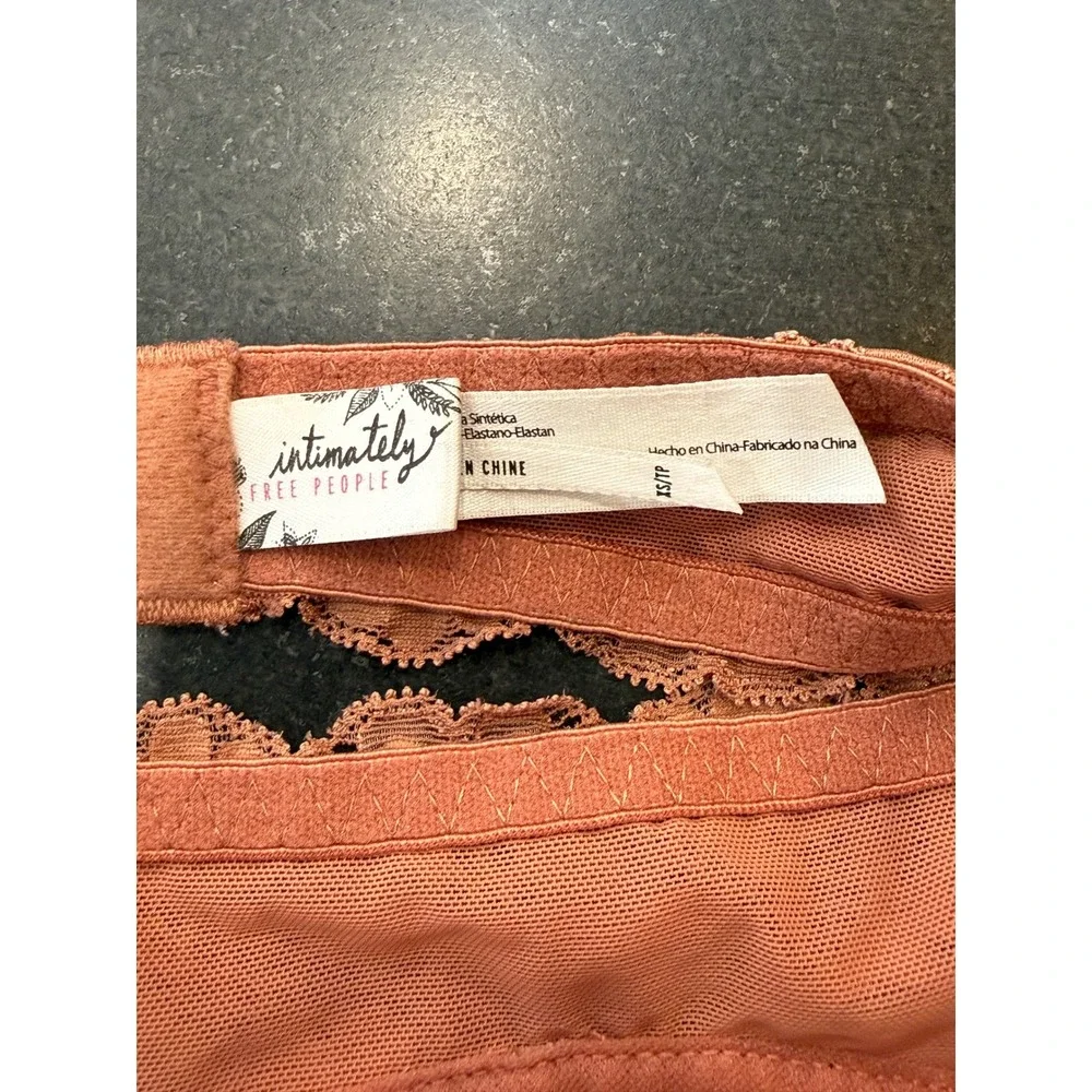 Free People Adella Bralette XS Terracotta Lace Halter Boho Festival Layering